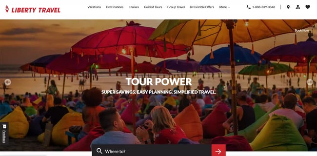 travel website design: liberty travel 