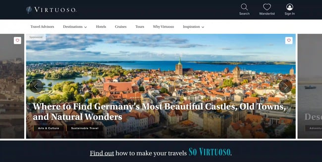 travel website design: virtuoso 