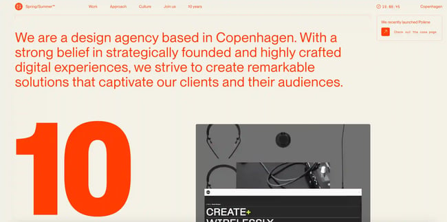 creative agency websites: spring/summer homepage example