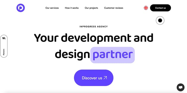 creative agency websites: in progress agency website homepage