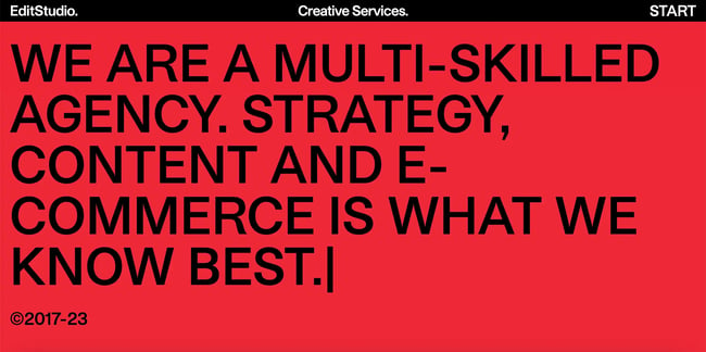 creative agency websites: editstudio homepage