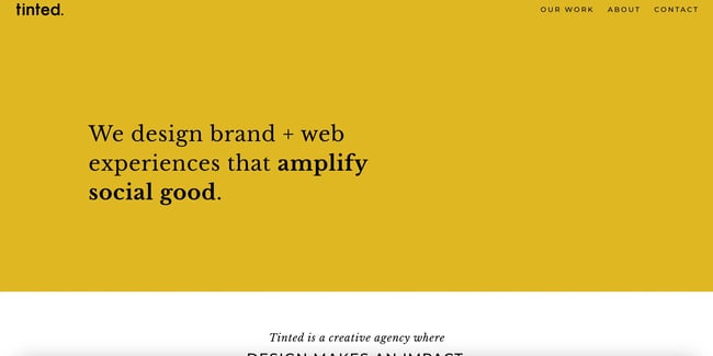 creative agency websites: tinted homepage 