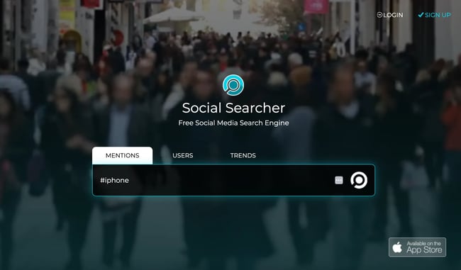 social searcher: sentiment analyzer 