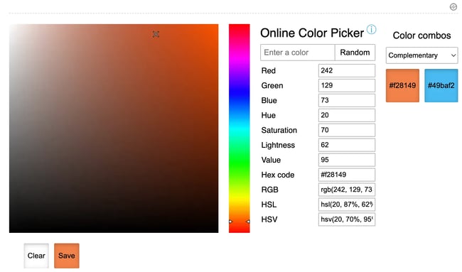 font color html: color picker for HSL values