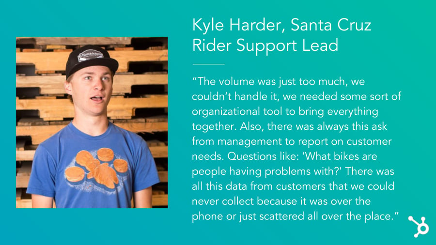 SAnta Cruz Bicycles support lead Kyle Harder speaking on adopting customer service tools