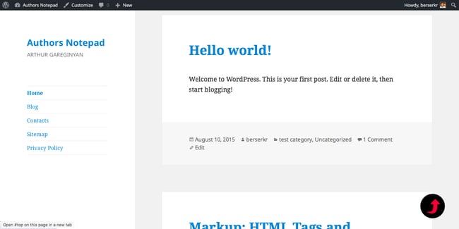 Simple Scroll to Top Button plugin demo for WordPress