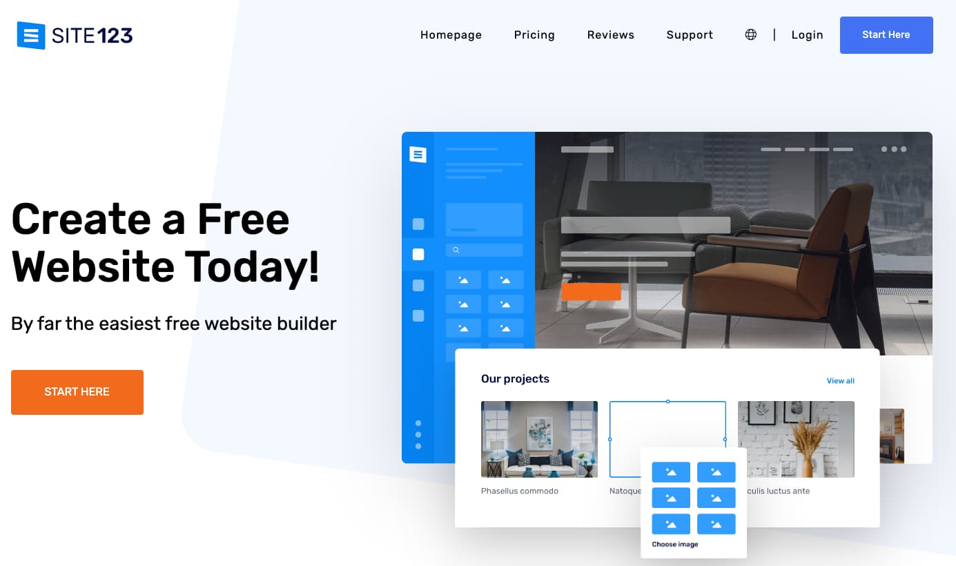 Best free website builder, SITE123 lets you build a website in as easy as one, two, and three steps. 