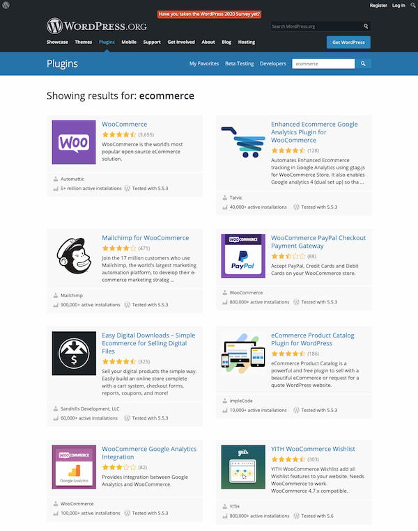 Small selection of ecommerce plugins for WordPress, including WooCommerce