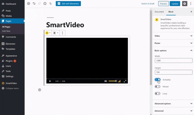 Toggling auto-play button off via Smart Video plugin settings