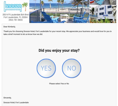 Customer Thank You Letter Example: Snooze Hotel