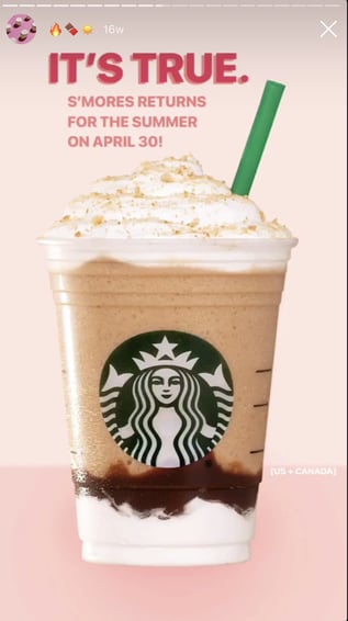 Starbucks uses Instagram Questions to announce product return