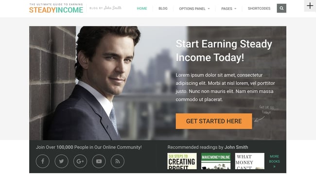 Steady Income theme demo for WordPress affiliate marketing websites