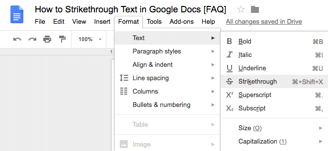 highlight text shortcut mac google docs
