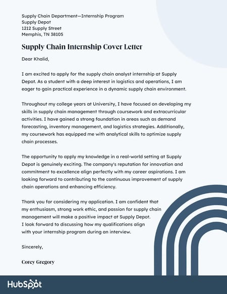 This supply chain cover letter showcases the applicant’s relevant skills. 