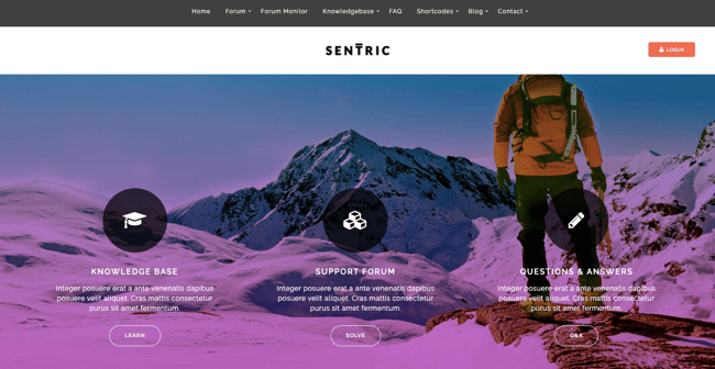 Support forum with Knowledge Base articles and FAQs created with Sentric theme for WordPress