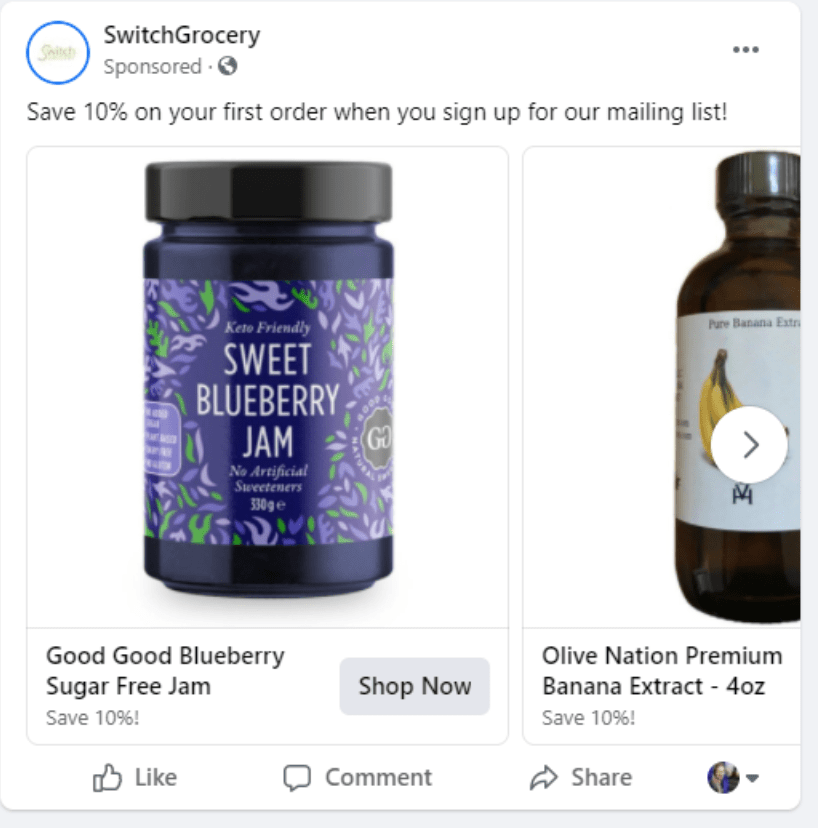SwitchGrocery Facebook ad
