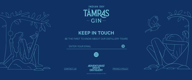 best website footer examples: Tamras Gin includes handrawn animations in footer
