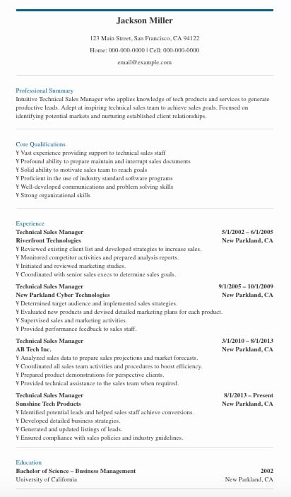 Sales Cv Format - Collection - Letter Templates