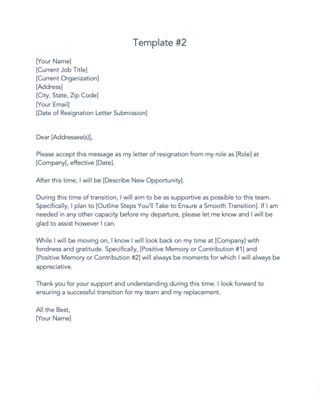 new opportunity resignation letter template