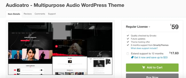 Audiotara wordpress theme for podcasts