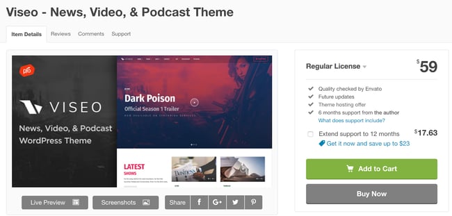 viseo wordpress theme for podcasts download page