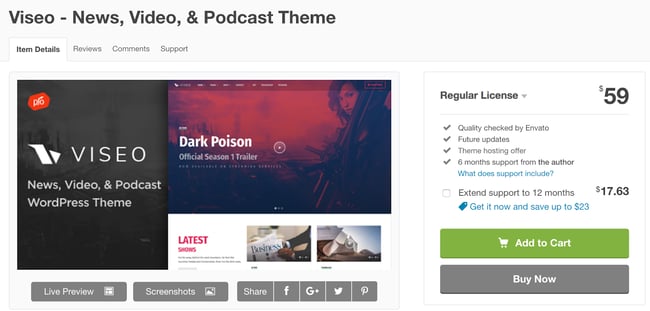 viseo  wordpress theme for podcasts download page