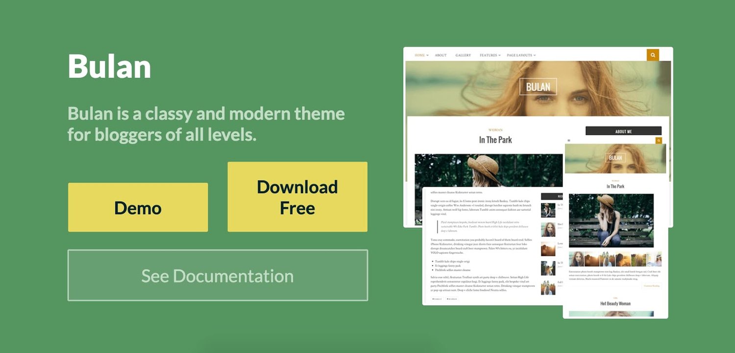 Bulan free WordPress blogging theme