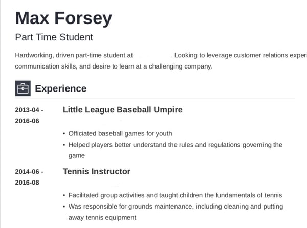 A resume built using Zety.