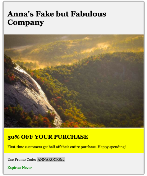 Silly example of coupon using HTML and CSS
