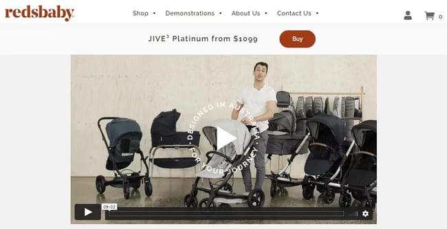 a video on a baby stroller website