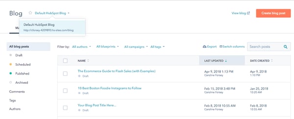 HubSpot blogging portal.