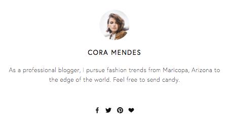 Author bio in the Squarespace template Farro