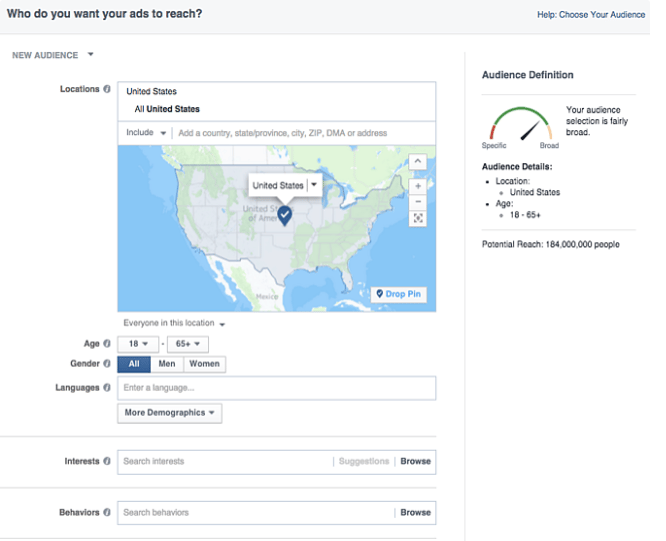 Targeting audiences with ads on Facebook