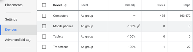 device targeting example