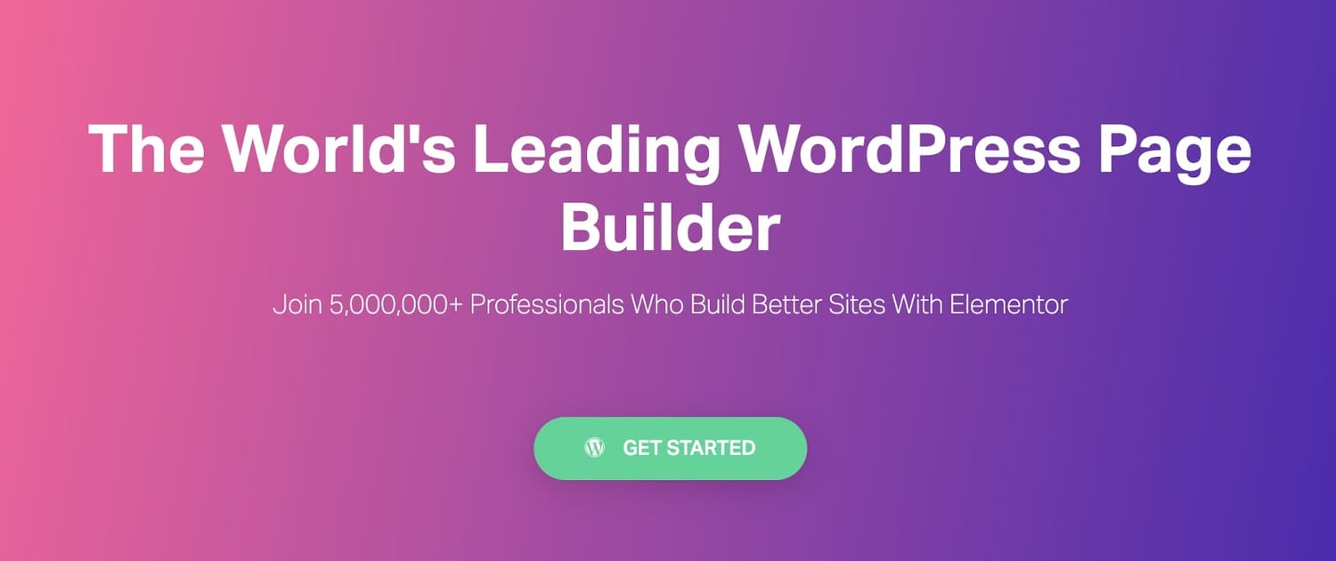 homepage for the WordPress page builder Elementor