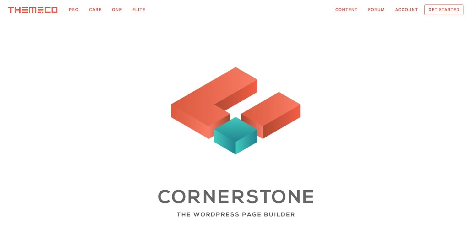 homepage for the WordPress page builder Cornerstone