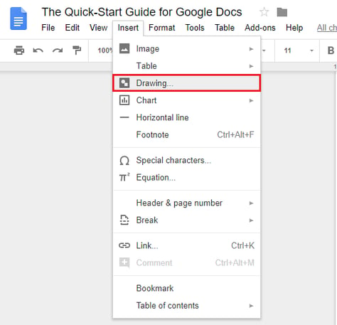 google docs insert drawing