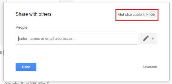 google docs get shareable link