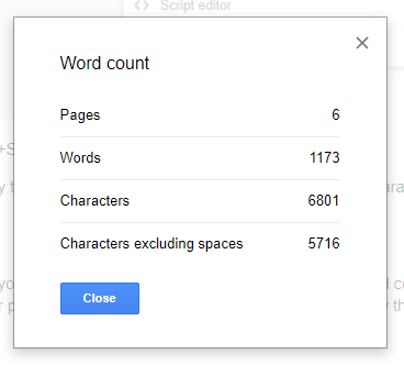 google docs word count