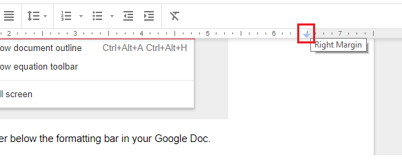 Google Docs alterar margem margem direita