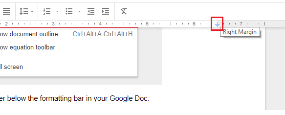 google docs change margin right margin