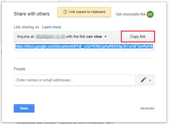 google docs sharing copy link