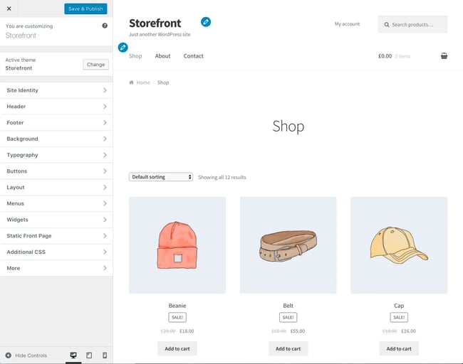 what is a wordpress theme: woocommerce storefront theme 