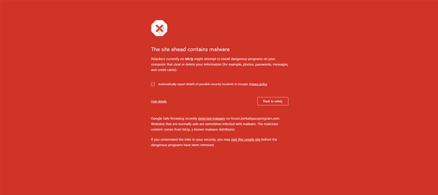 Google Chrome red warning page alerting users that a website is unsafe