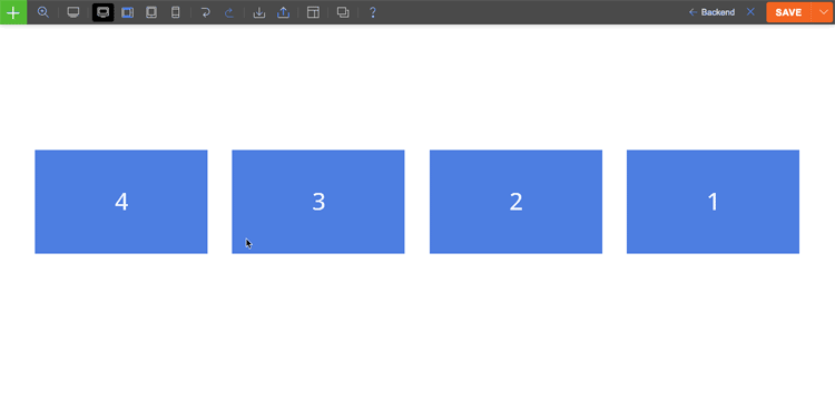 Video demo of setting the row grid to appear as a 4-column on desktop, a 2-column on tablet, and a 1-column on mobile