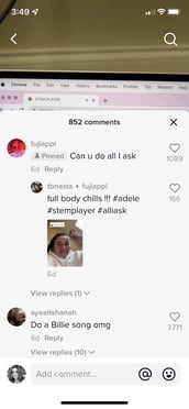 a tiktok user links a video to a part two of her tiktok content in her comment thrad