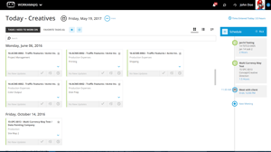 Workamajig projectmanagement dashboard toont wekelijkse taken