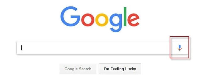 web development research Web Development Trends: Voice search icon on Google homepage