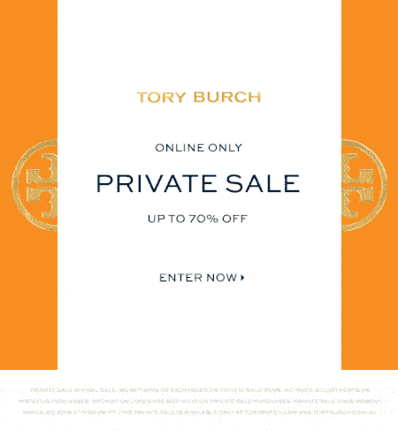 Email Marketing Campaign Example: Tory Burch - Private Sale Invitation
