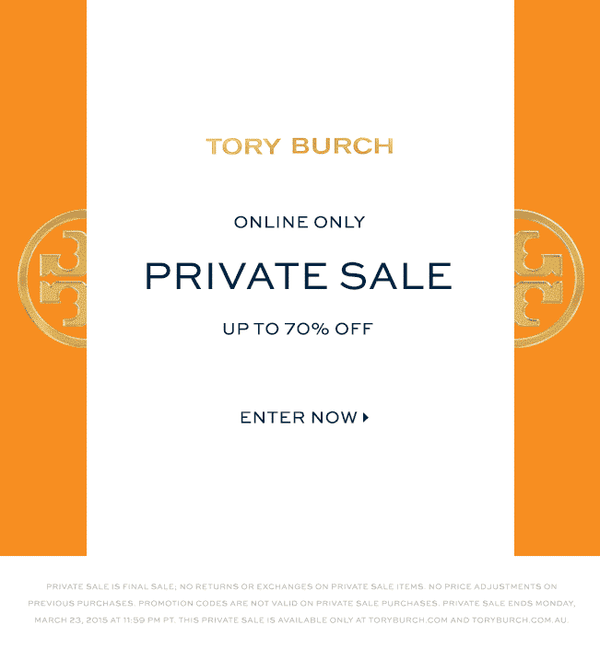 startup marketing ideas Tory Burch example of email marketing